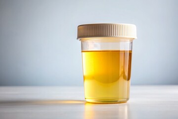 Panoramic View of Straw-Colored Urine in a Medical Specimen Container