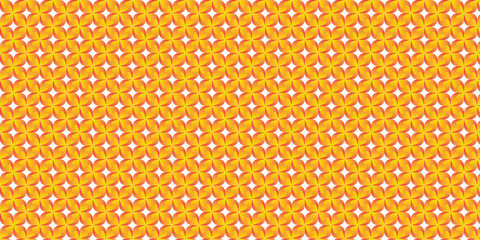 Seamless Yellow Geometric Pattern Featuring Circular Motifs and Repetitions
