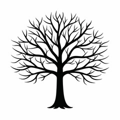 Obraz premium Vector tree silhouette with roots and branches, nature-inspired design