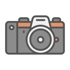 dslr camera filled outline icon, dslr camera colour line illustration
