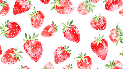 Watercolor pattern strawberry white background