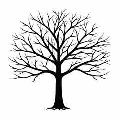 Obraz premium Vector tree silhouette with roots and branches, nature-inspired design