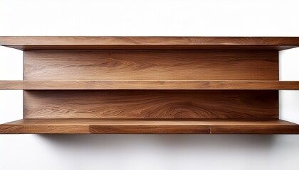 wooden shelving unit isolated with white background