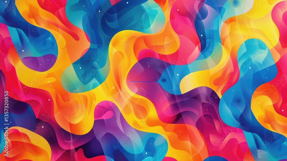 Poster colorful abstract geometric pattern with interconnected circles and line. digital artwork of geometr