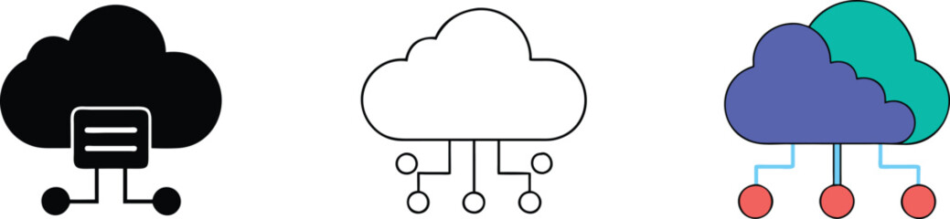 Cloud Computing Network Server Data Storage Icons Graphic Design