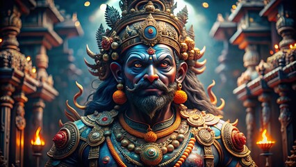 Obraz premium Powerful Deity of Destruction: A Candid Moment in Hindu Mythology
