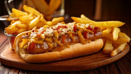 A perfectly grilled hot dog nestled in a soft, toasted bun 