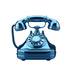 An elegant blue telephone icon for calls, transparent background. 