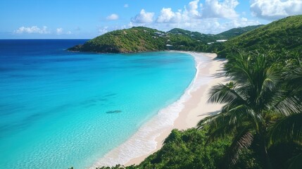 Fototapeta premium Tranquil beach scene virgin islands landscape photography tropical environment aerial view rejuvenation concept