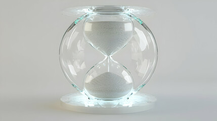 Modern hourglass,  transparent glass,  glowing base,  timepiece