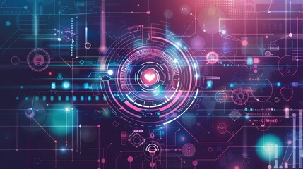 Explore a modern interactive digital background ideal for visualization projects. This vibrant abstract design features data patterns and futuristic elements, perfect for technology themes.