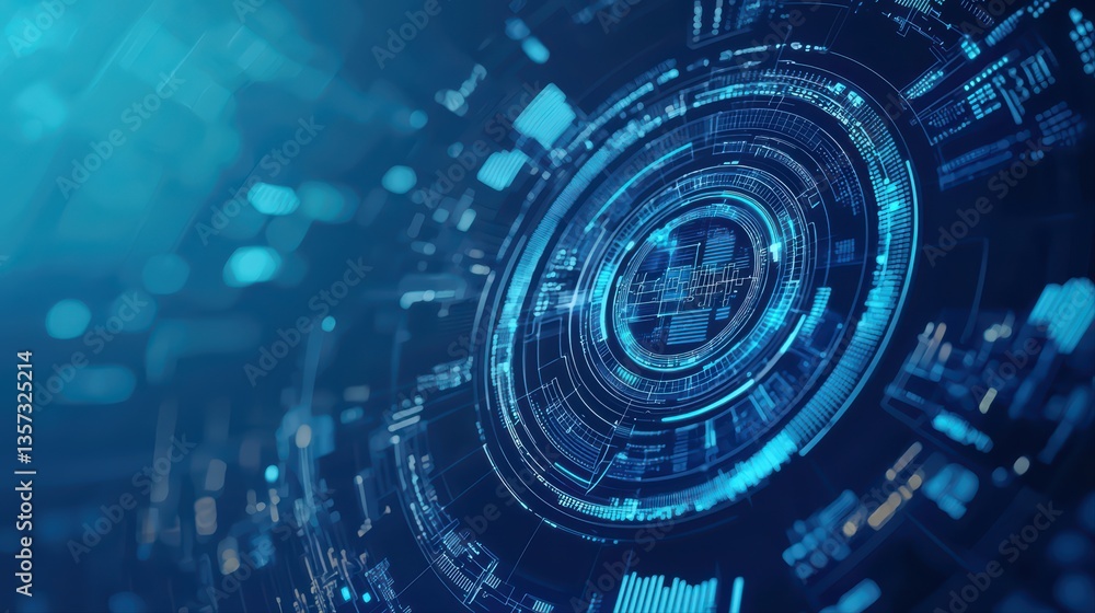 Poster futuristic digital interface with circular elements