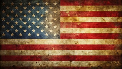 Fototapeta premium Retro American Flag, Patriotism, Vintage Stars and Stripes, Left Composition, Copy Space