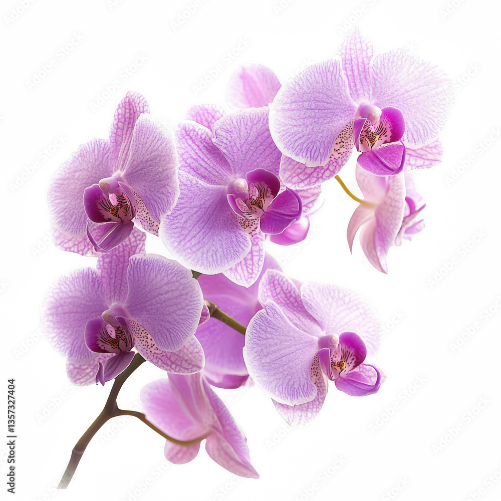 Poster a cluster of elegant pink orchids displaying intricate patterns and vibrant hues.