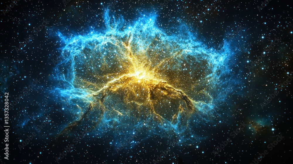 Poster an artistic space scene with the crab nebula visible as the centerpiece against a starry background.