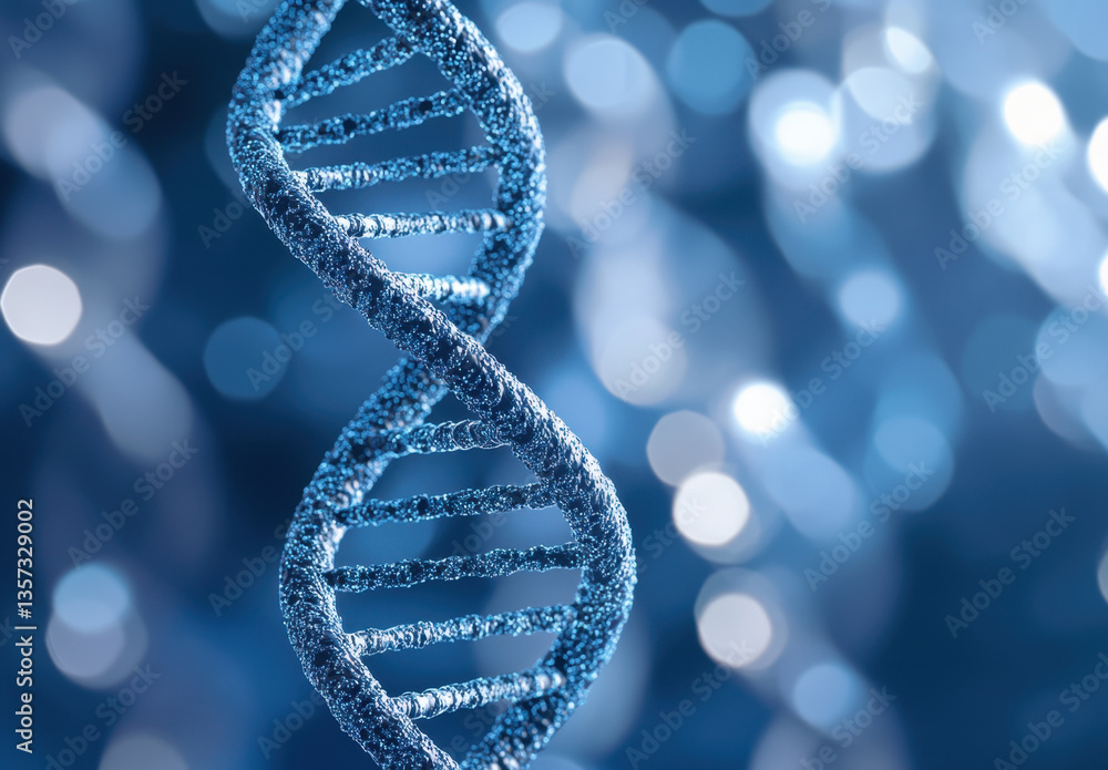Aufkleber a detailed view of a double-helix dna structure is showcased with striking blue illumination, highli