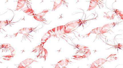 Watercolor seamless pattern featuring grilled shrimp	