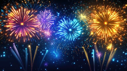 Fototapeta premium A stunning fireworks display illuminating the night sky with vibrant colors and explosions of light