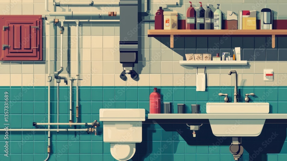 Poster an infographic-style plumbing vector explaining common issues