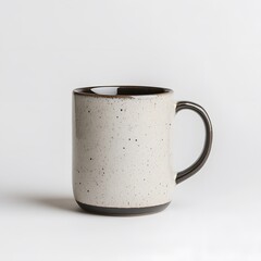 Speckled ceramic mug, studio shot, minimalist background, coffee drinkware