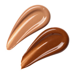 Creamy foundation swatches in warm tones, showcasing rich textures and colors