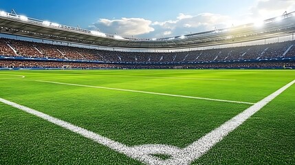 A large stadium field filled with people during a sporting event