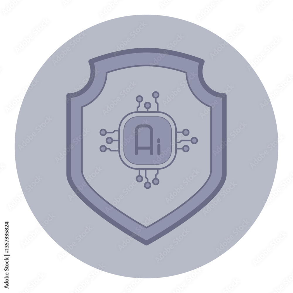 Poster shield symbol with circuit design and text ai at center. concept of importance of security in develo