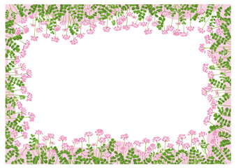 Fototapeta premium たくさんのレンゲソウで囲む、長方形フレームイラスト