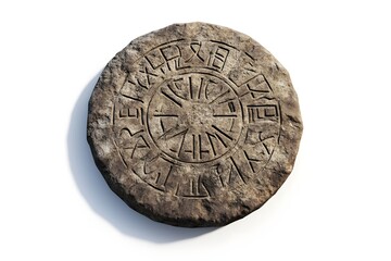 Viking Rune Stone Top View isolated on white background