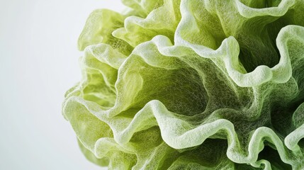 Fototapeta premium A top-down view of a green cabbage, displaying its tightly layered leaves.