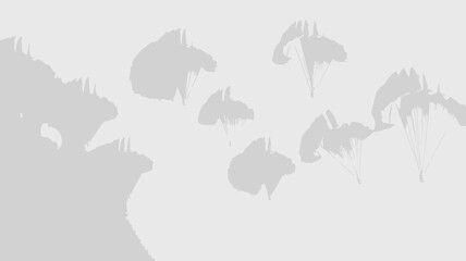 The image depicts multiple, blurred, slightly irregular white shapes resembling stylized imprints or shadows against a solid white background. The shapes are distributed across the frame in a