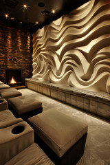 High-tech home theater with acoustic wall treatments and noise-isolating design