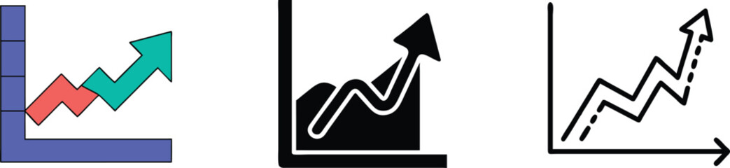 Upward Trending Growth Charts Arrow Icons, Progress, Statistics © Bappaditya Roy