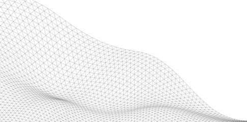 Abstract Wireframe Waves - Futuristic Geometric Mesh Background - Vector Illustration