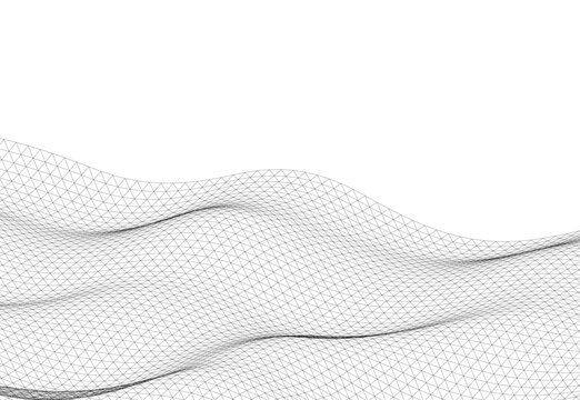 Abstract Wireframe Waves - Futuristic Geometric Mesh Background - Vector Illustration