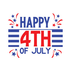 4th of July Typography Vector Art | Patriotic T-Shirt Design and Independence Day Text Illustration