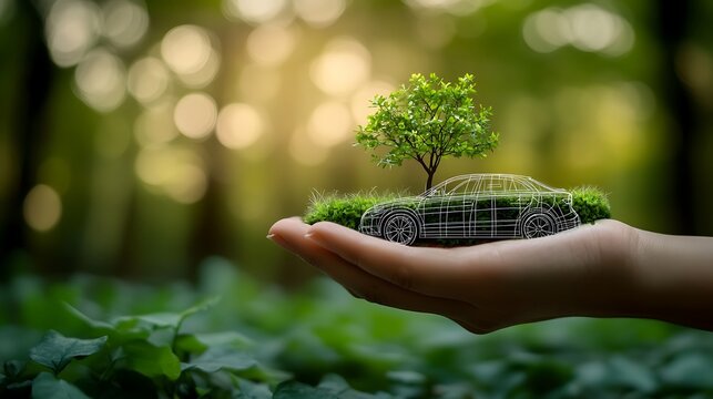 Sustainable Car Concept in Hand