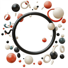 Abstract 3D Render of Colorful Spheres and Rings in Motion