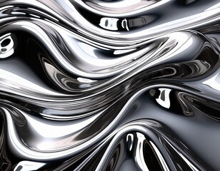 silver chrome liquid background abstract metal texture with waves silver color chrome morphism pattern steel reflection design aluminum shiny illustration
