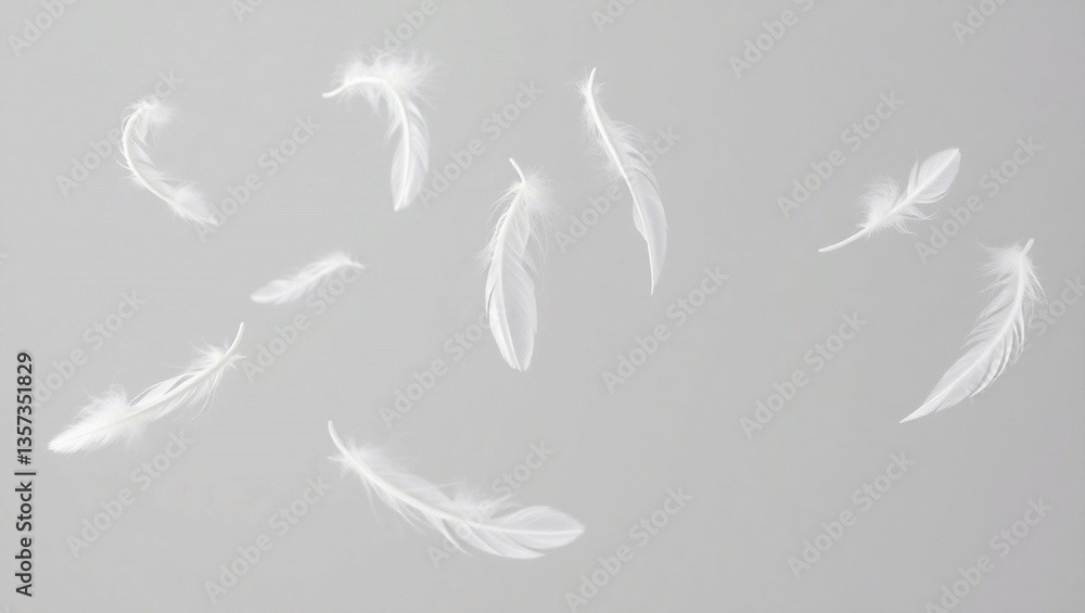 Poster a seamless vector pattern of soft, fluffy bird feathers in a light and decorative design, generative