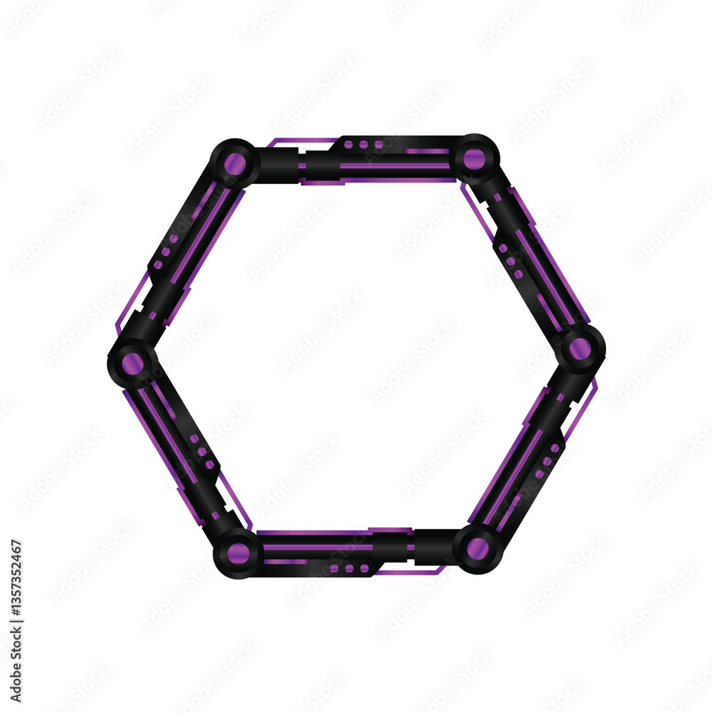 Poster hexagonal futuristic border frame avatar element vector