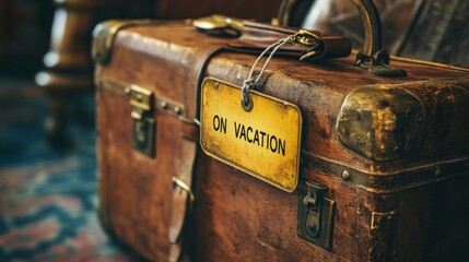 Vintage Suitcase Displays On Vacation Tag