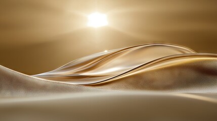 Obraz premium Abstract golden landscape, flowing curves, sunlit, background, digital art, for screensavers, nature, wallpaper