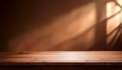 Blank brown product display backdrop template with lights and shadows. Generated image