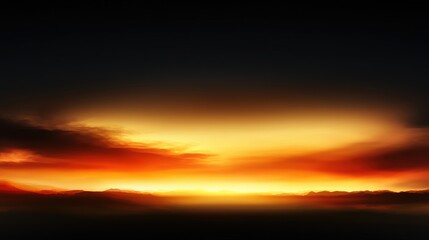 Fototapeta premium A breathtaking sunset radiating fiery orange and red hues over a dark silhouetted landscape under a dramatic and heavily clouded sky above it all