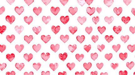 Watercolor red hearts seamless pattern on white background vector