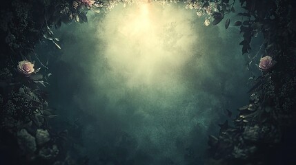 Floral mystical background, glowing light, fantasy, use for posters, invitations, etc