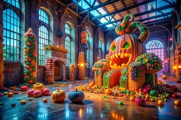 Fototapeta premium Spooky Sweet Halloween Alphabet & Numbers: Candy & Treat Font Photography