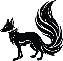 Obraz premium A black tribal fox head silhouette vector illustration, a wild mammal design