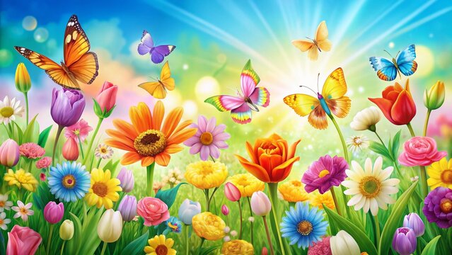 Spring Fling Clipart: Colorful Flowers & Butterflies for Spring Designs